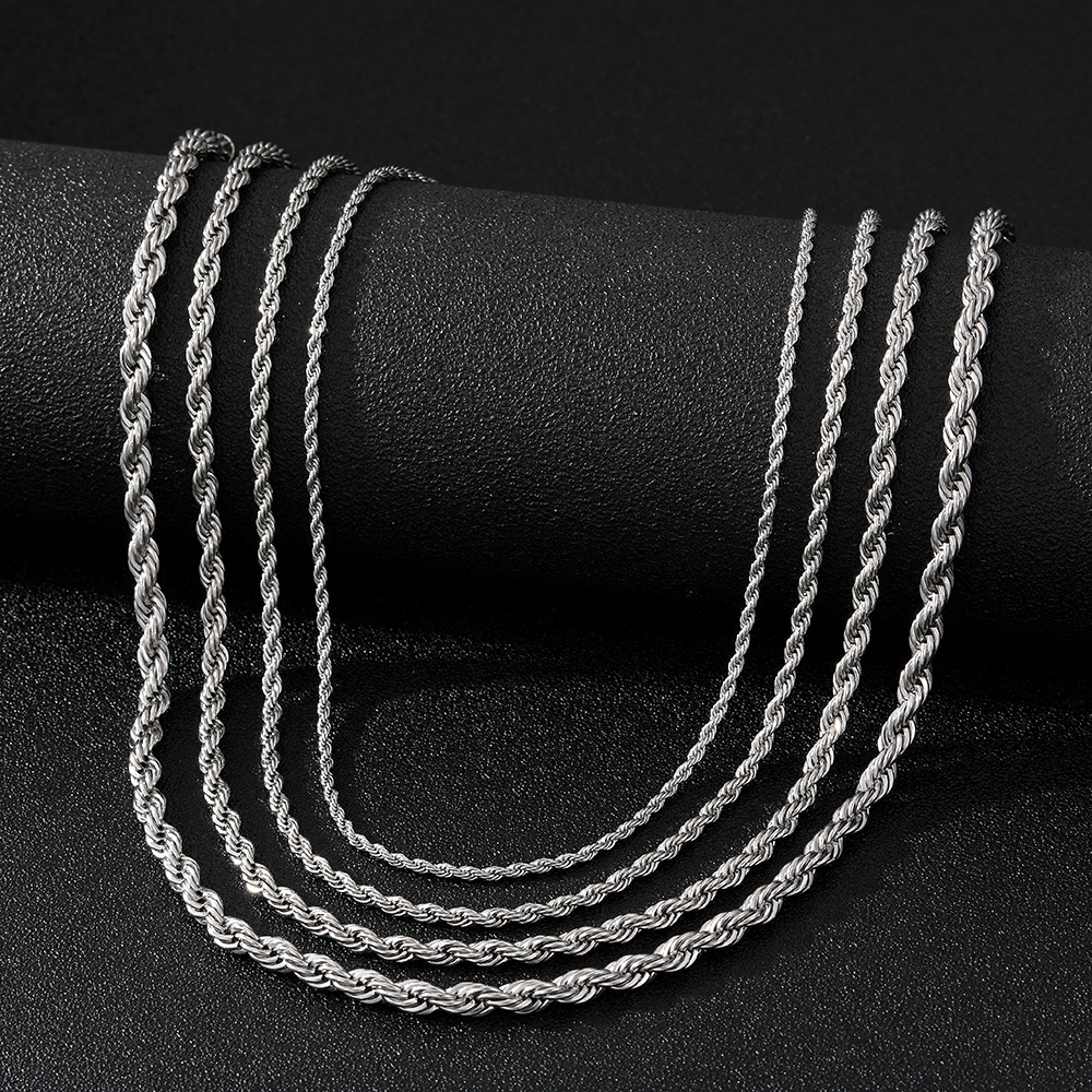 KISSWIFE Wholesale 2-5mm 316L Stainless Steel 18K Gold PVD Plated Mens Twisted Rope Chains Necklaces for Men Women