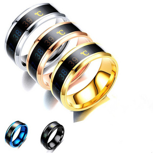 KISSWIFE Smart Ring O Temperature Sensing Mood Ring Personalized Tungsten Stainless Steel Couples Rings Jewelry