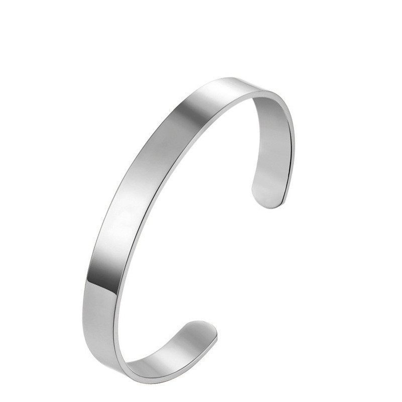 KISSWIFE 7mm Width Customized Simple Plain Cuff Bangle Stainless Steel Metal Bracelet Blanks Open C Shape Bangle