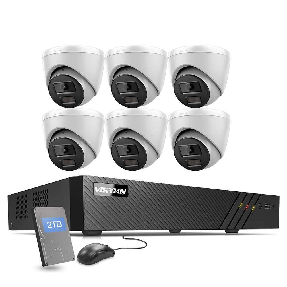 Hik OEM 8CH 4K 8MP POE Turret Bullet IP Camera CCTV Kits Built In Audio IP66 Waterproof Camera System PoE NVR Kit