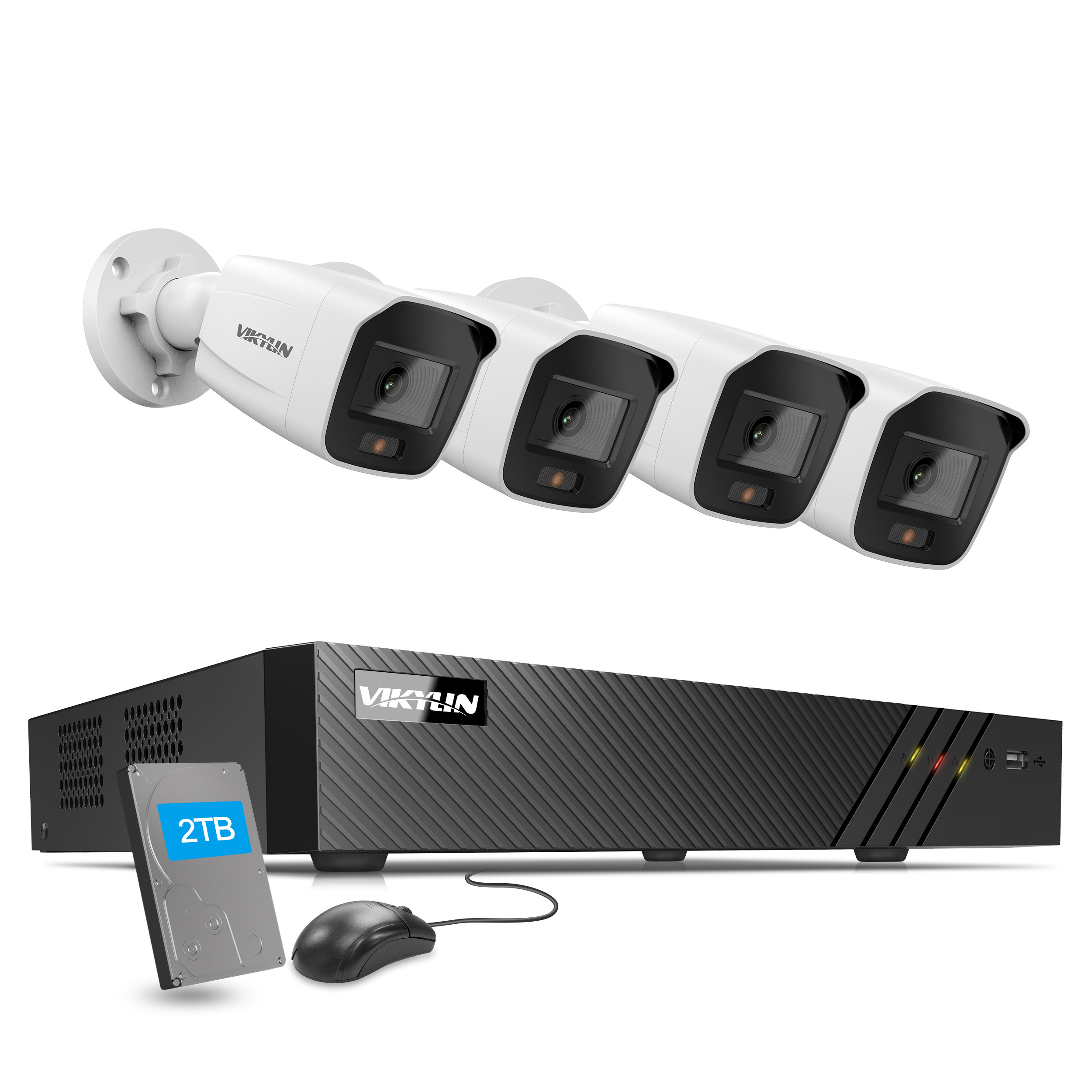 Hik OEM 8CH 4K 8MP POE Turret Bullet IP Camera CCTV Kits Built In Audio IP66 Waterproof Camera System PoE NVR Kit