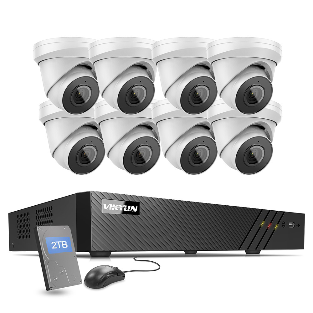 Hik OEM 8CH 4K 8MP POE Turret Bullet IP Camera CCTV Kits Built In Audio IP66 Waterproof Camera System PoE NVR Kit