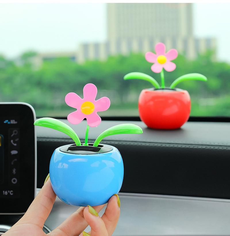 Funny Solar Powered Dancing Flower Car Ornament Dashboard Swinging Toy Car Accessories Auto Interior Decoration For Friend Gifts