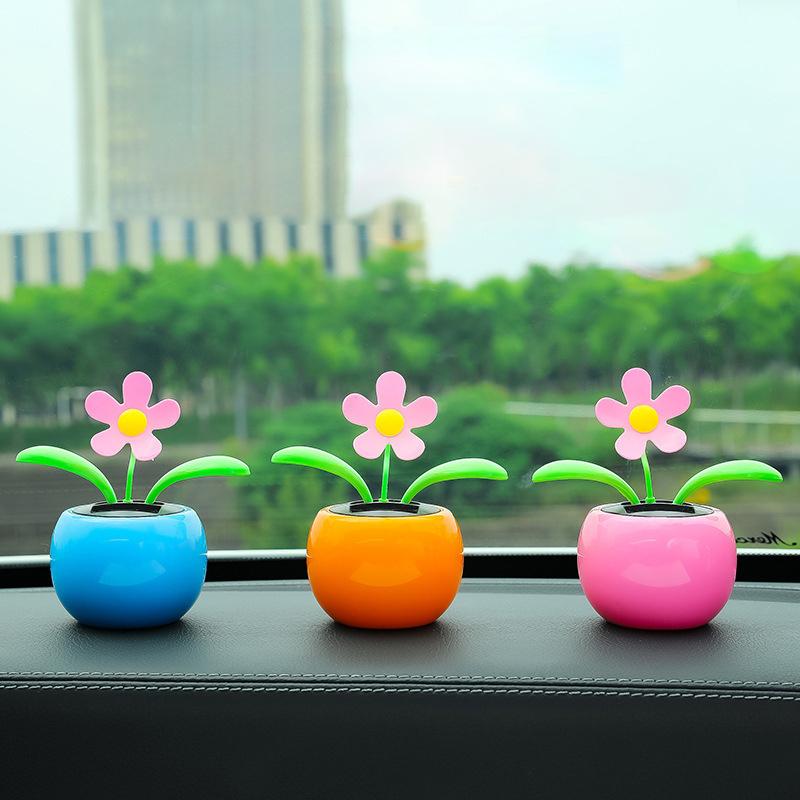 Car Decoration Cute Cartoon Dancing Flower Car Ornament Dashboard Swinging Toy Car Accessories Auto Interior Decoration