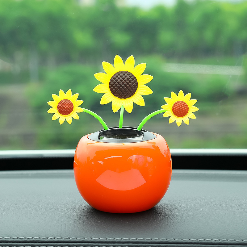 Funny Solar Powered Dancing Flower Car Ornament Dashboard Swinging Toy Car Accessories Auto Interior Decoration For Friend Gifts