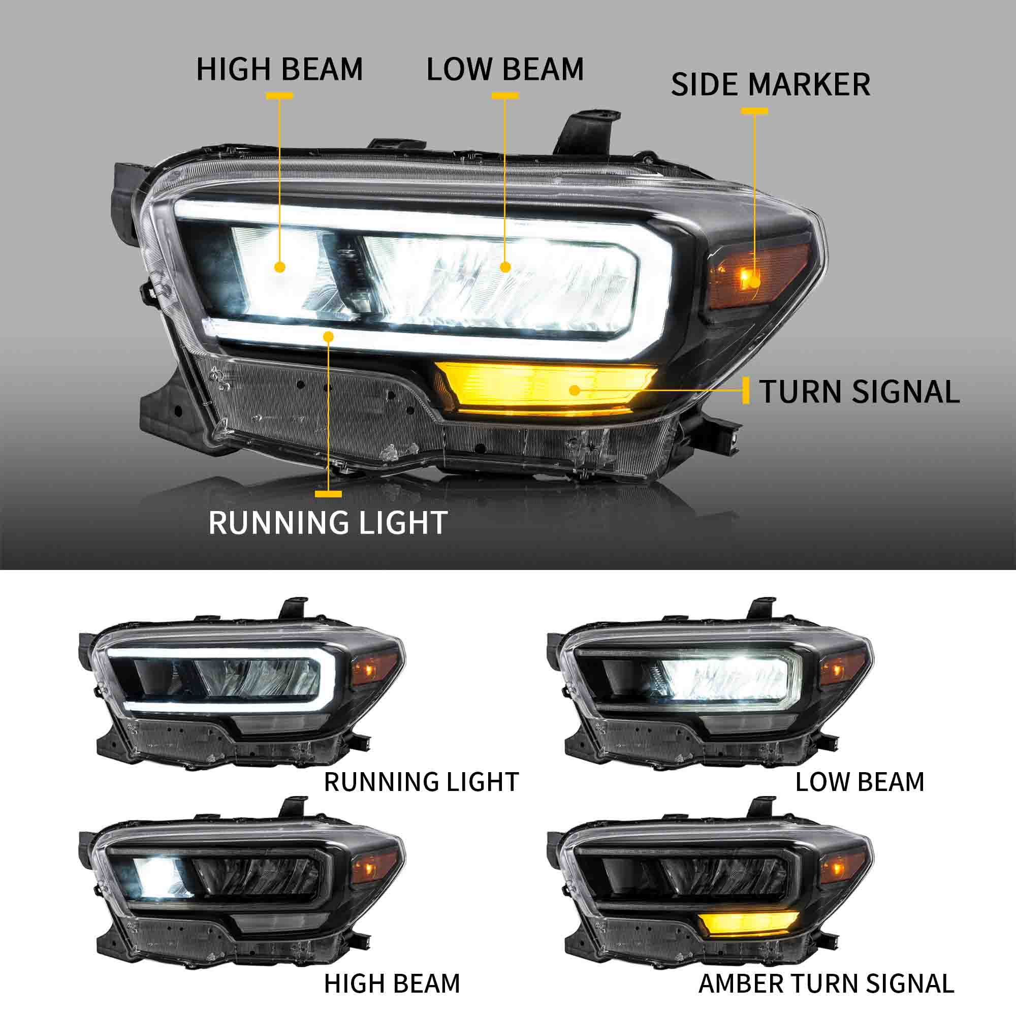 VLAND Full LED Headlights For Toyota Tacoma 2015-2023 3rd Gen (Third generation N300)