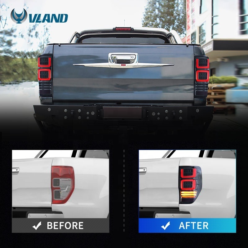 VLAND Full LED Tail Lights For Ford Ranger (T6 T7) 2012-2018 (First generation, P375/PX, NOT FIT T8 2019+)