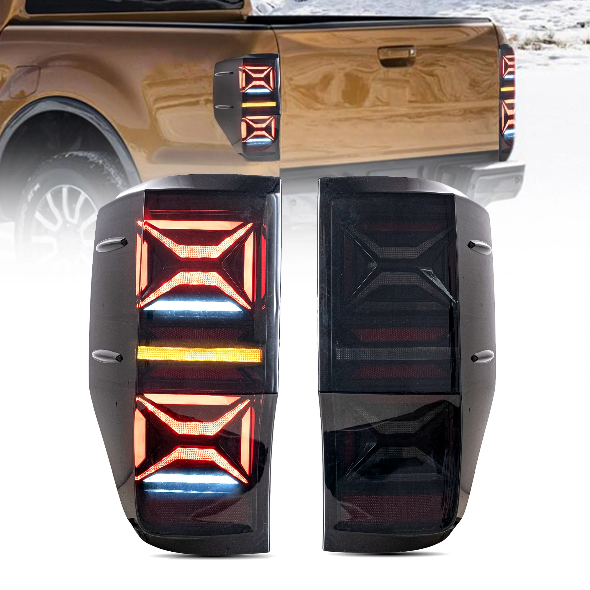 VLAND Full LED Tail Lights For Ford Ranger (T6 T7) 2012-2018 (First generation, P375/PX, NOT FIT T8 2019+)