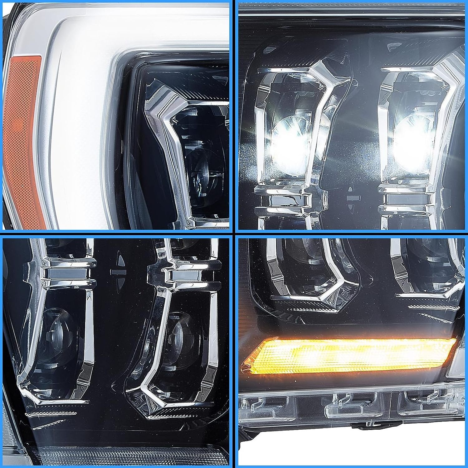 VLAND  LED Projector Headlights Compatible with Ford F150 2021 2023 14th gen and F-150 Raptor 2021-2023