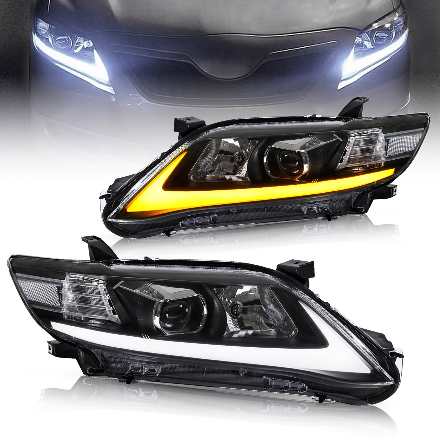 VLAND Projector Headlights for Toyota Camry 2009 Facelift and 2010-2011 XV40 w/Sequential turn signal