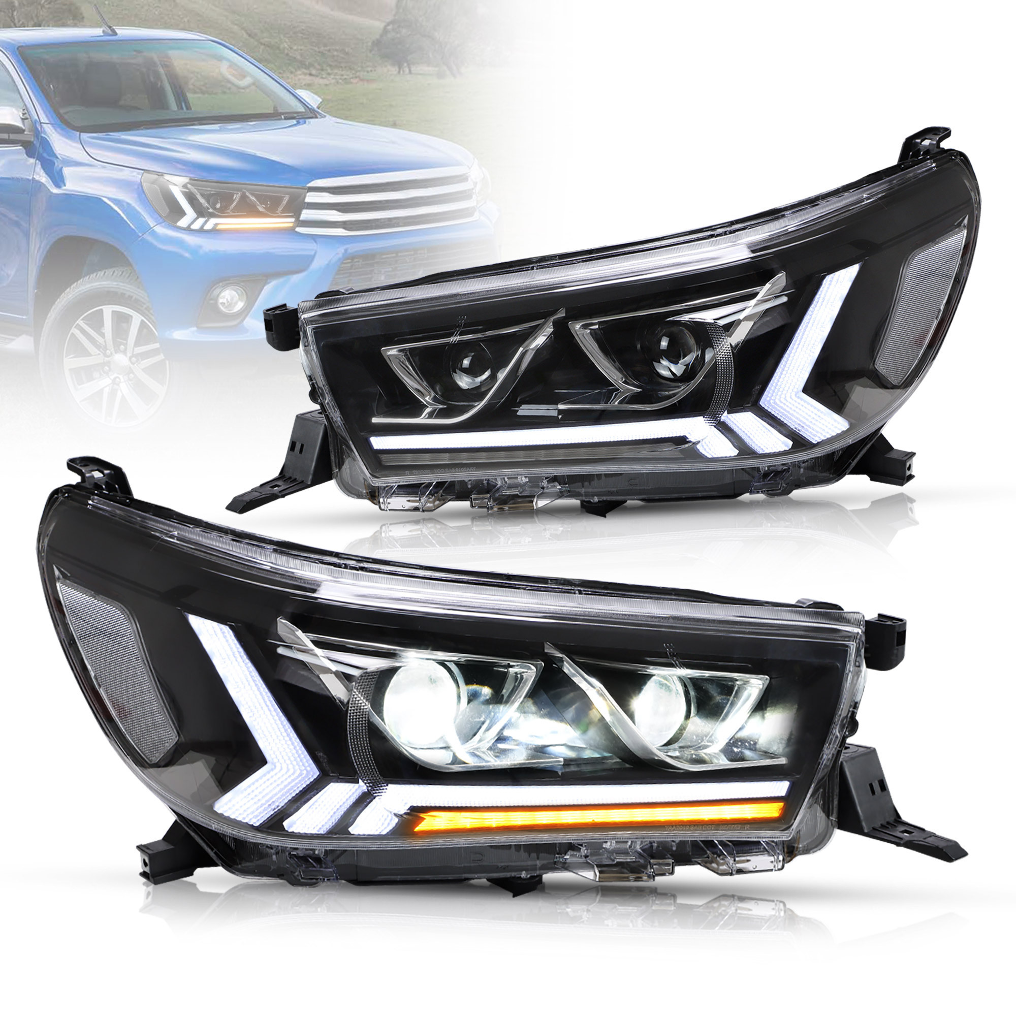 VLAND LED Headlights For Toyota Hilux / Revo 2015-2020 8th Gen (Eighth generation. AN110, AN120, AN130)