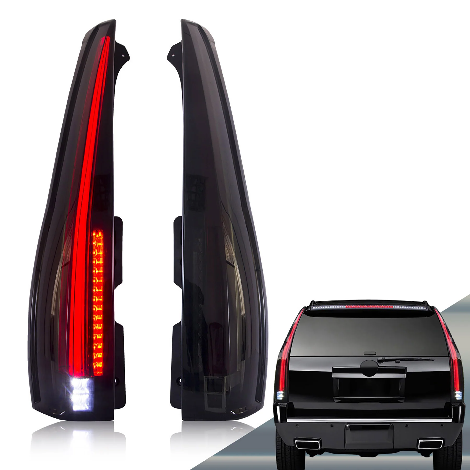 VLAND LED Tail Lights For Cadillac Escalade 2007-2014 Third generation w/ Red Turn Signal