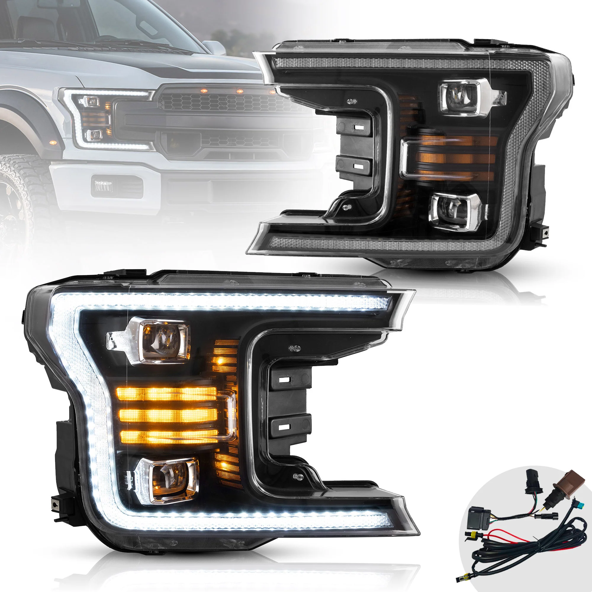 VLAND Full LED Headlights For Ford F150 2018-2020 13th Gen (thirteenth generation) Front lights Assembly