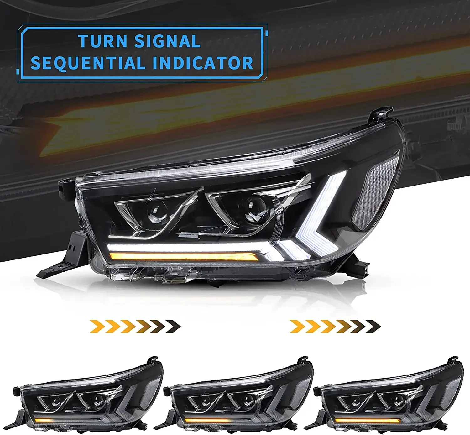 VLAND LED Headlights For Toyota Hilux / Revo 2015-2020 8th Gen (Eighth generation. AN110, AN120, AN130)