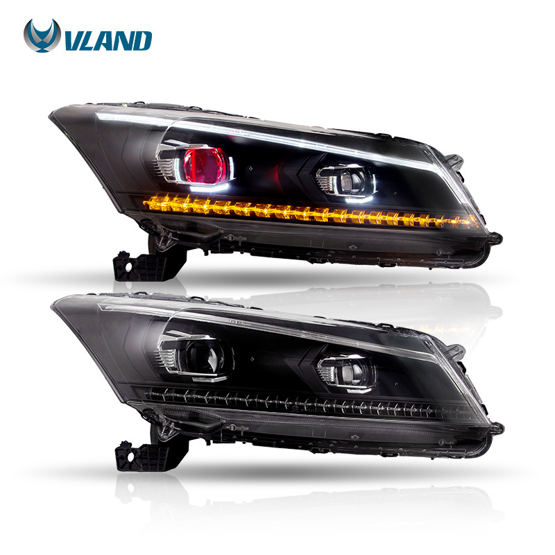 VLAND Wholesales Full LED Head Light For Accord 8 With demon eye Headlights 2008-2013 Front Lamp For HONDA ACCORD