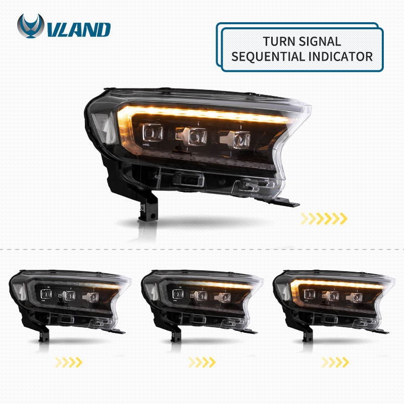 Vland Factory Head Light Headlights Full Led Front Car Lamp Dynamic Turn Signal  T6 T7 2015-2020 For Ford Ranger