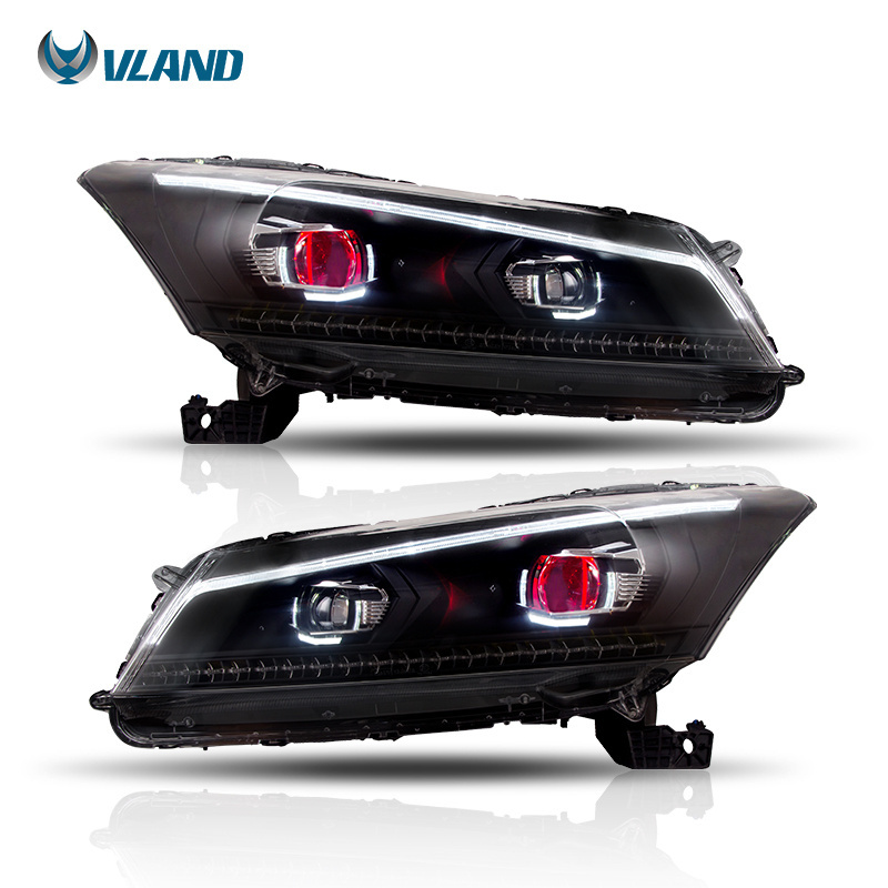 VLAND Wholesales Full LED Head Light For Accord 8 With demon eye Headlights 2008-2013 Front Lamp For HONDA ACCORD