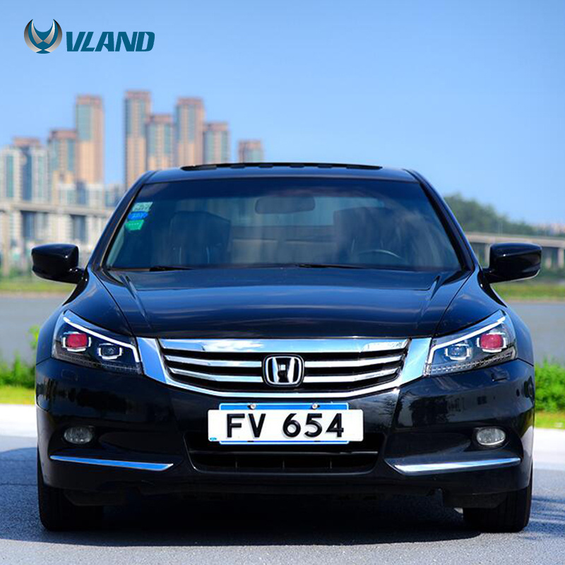 VLAND Wholesales Full LED Head Light For Accord 8 With demon eye Headlights 2008-2013 Front Lamp For HONDA ACCORD