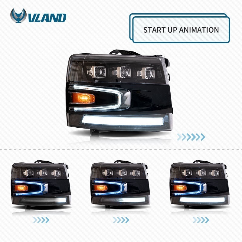 VLAND Led Headlights 1500 2500HD 3500HD HD 2500 3500 2007-2013 Animation DRL Front Lamp For Chevrolet Silverado Head Lights