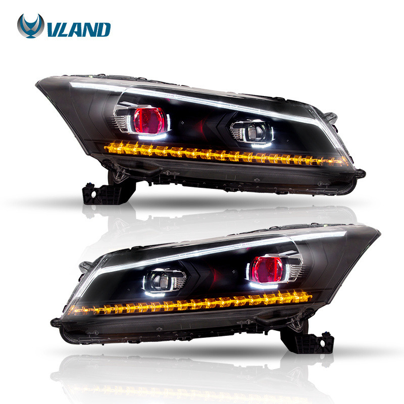 VLAND Wholesales Full LED Head Light For Accord 8 With demon eye Headlights 2008-2013 Front Lamp For HONDA ACCORD