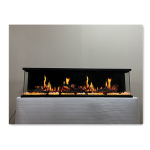 3D New designed Three-sided glasses simulated crackling sound video fire place electric fireplace