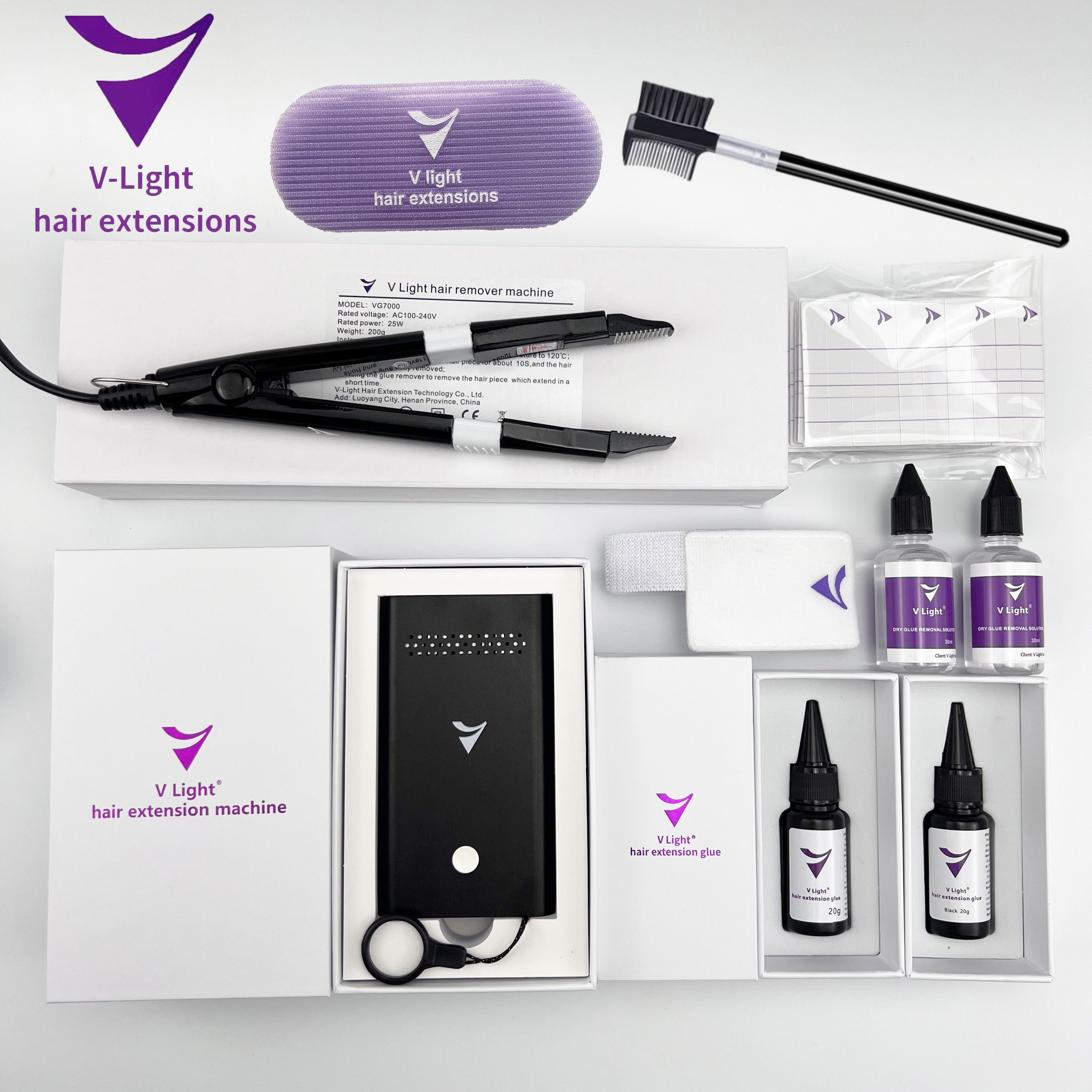 latest hair extension tool Factory Hot Selling resin Glue v light hair EXTENSION machine kit v light tool v light glue