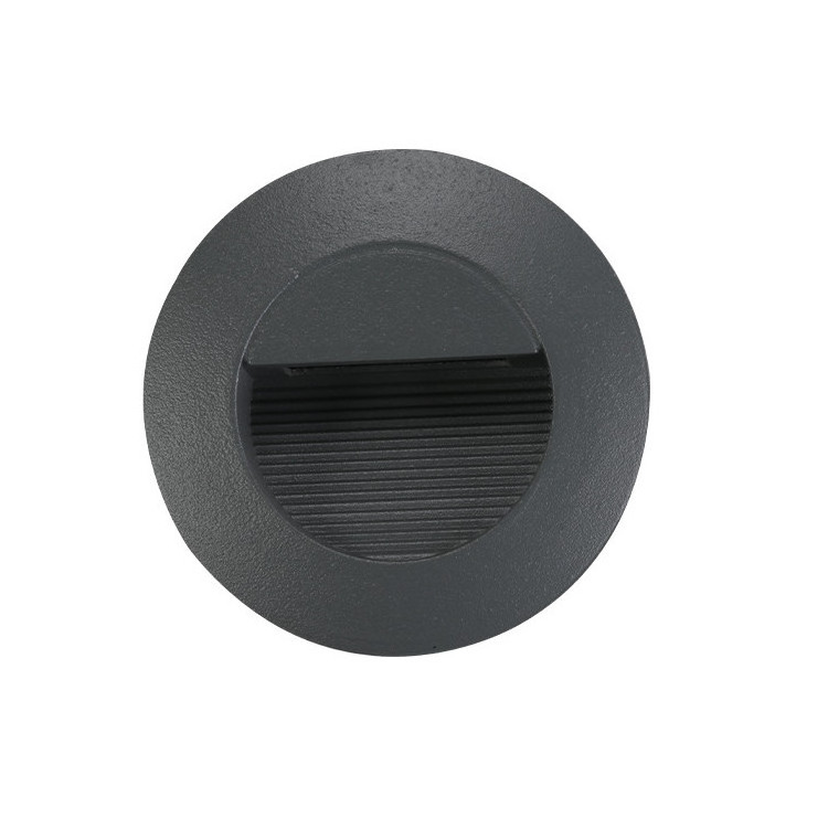 IP65 3W Black White Grey Housing Aluminum Material Recessed Type Round Shape LED Step Wall Light