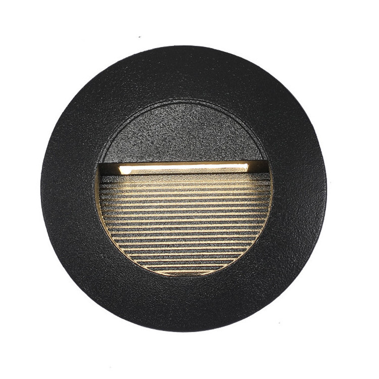 IP65 3W Black White Grey Housing Aluminum Material Recessed Type Round Shape LED Step Wall Light