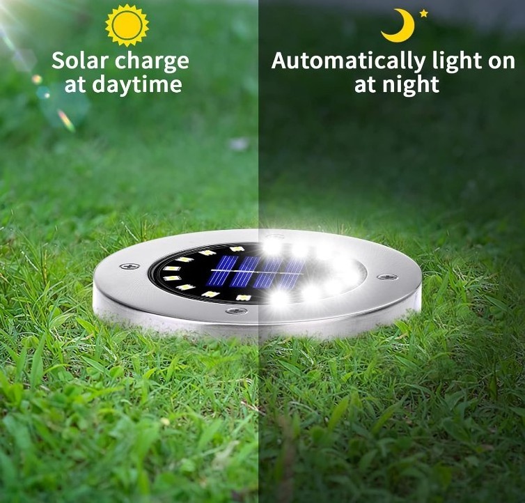 5W 16 Led Landscape Lawn Waterproof Disk Light Warm White Outdoor Solar Powered Underground Light