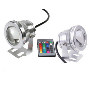 IP68 waterproof 12V Aluminum Black White 10W LED RGB Submersible Light Underwater RGB Remote Control Night Light