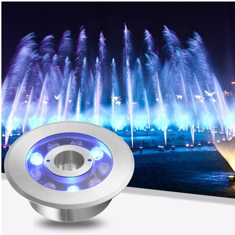 Projetor DC 24V Waterproof IP68 CE 9W Round Underwater LED Lights DMX 512 Control Module RGB Outdoor Pond Lamps Fountain Lamp