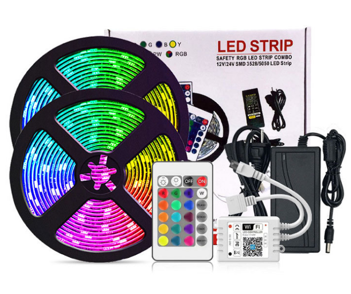 led strip light 5050 rgb set  500feet with 44keys remote controller transformer and EU AU UK US plug