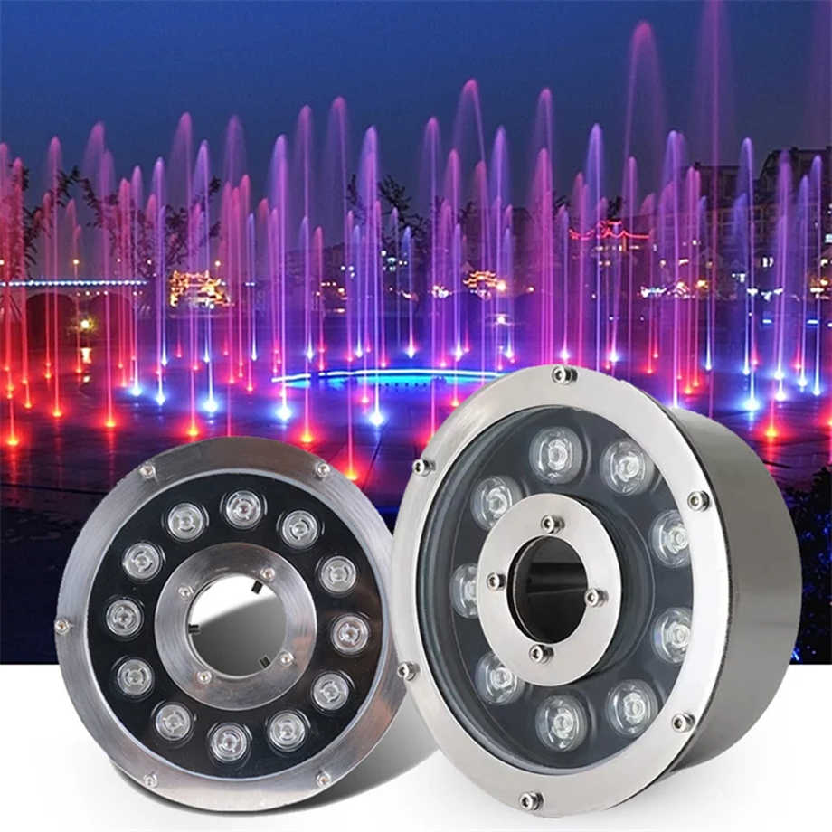 Underwater 6W LED Fountain Light IP68 12V Landscape Spotlight 130mm Pond Garden Swimming Pool Decoration Lamp Cold White 6000K