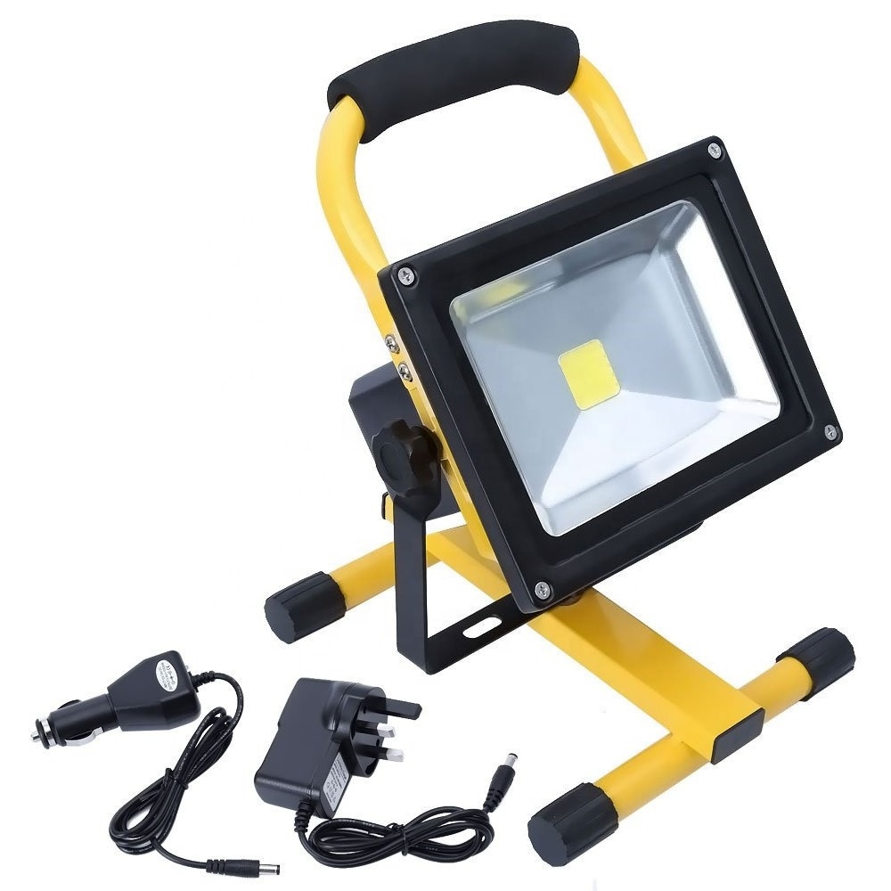 Rechargeable LED Flood Light 20W Warm White Handheld Spotlight Searchlight Outdoor Camping Lantern Project Construction Lamp