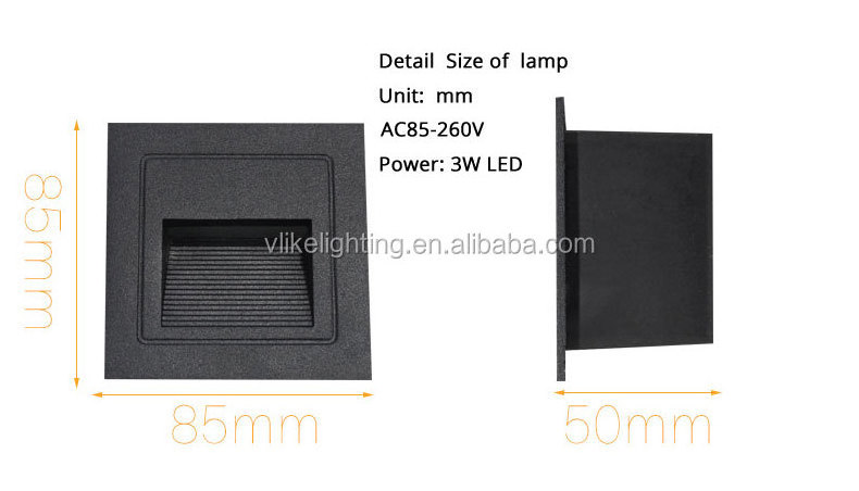 ip65  outdoor 2w	3w 5w wall recessed  stair step corner wall lights