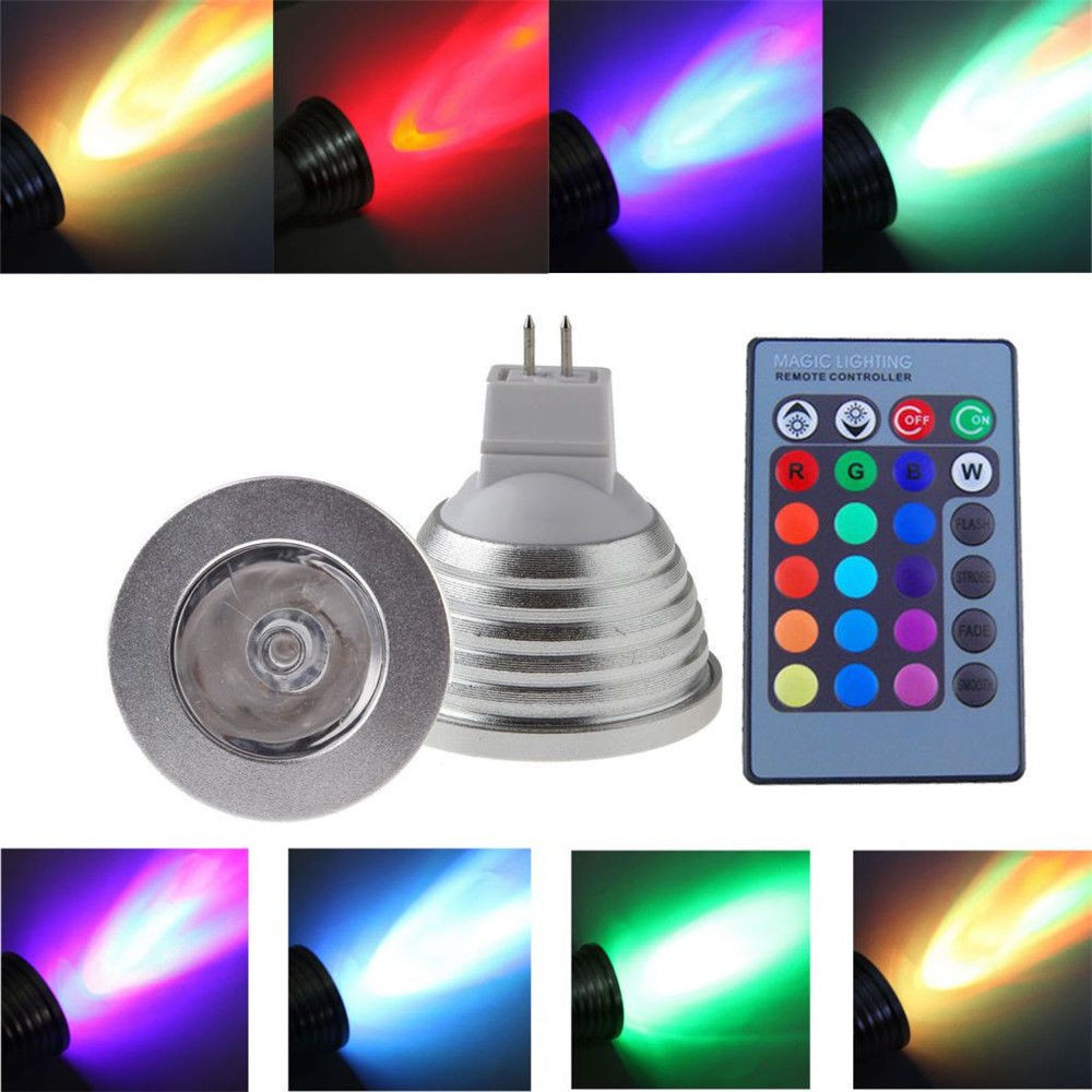 VLIKE Dimmable E27 E12 E14 B22 GU10 GU5.3 RGB Colored LED Spotlights 3W COB Spot Lights Bulbs Lamps Indoor Light 110V 220V