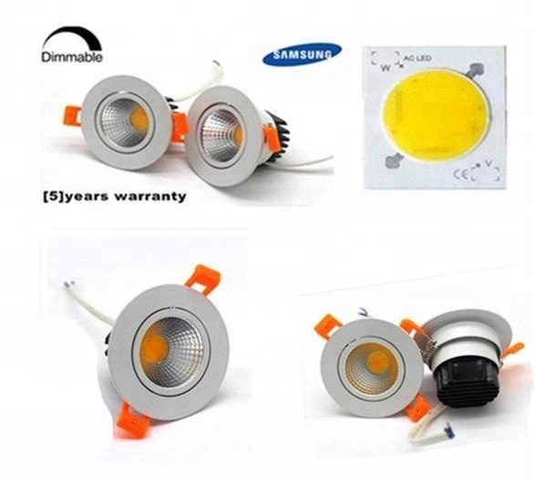 7W 5W Cob Led Downlight Bulbs Recessed Light Lamp Warm White Daylight Dimmable Driverless Downlight 86mm 6000k 4000k