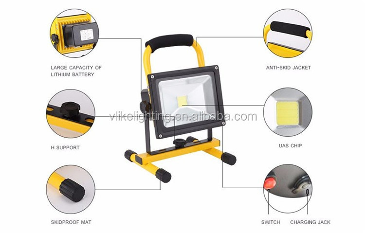 10W LED Rechargeable Flood Light IP65 Waterproof Portable Outdoor Reflector Work light Spotlight Searchlight Daylight