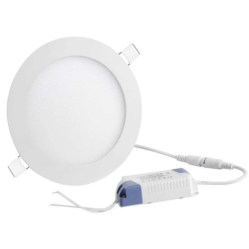 18W Ultra Thin Slim 8.8 inch LED Panel Light SMD Round Recessed Ceiling Lamp Bedroom Smooth Trim Canless Downlight White 4000K