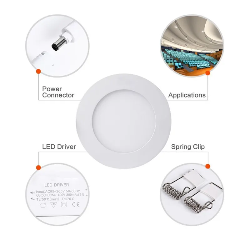 18W Ultra Thin Slim 8.8 inch LED Panel Light SMD Round Recessed Ceiling Lamp Bedroom Smooth Trim Canless Downlight White 4000K