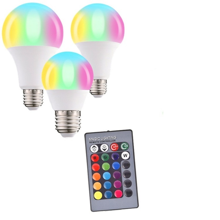 RGB Color Changing With Remote Control A50 A60 A70 A80 E26 E27 Base Multi Color LED RGBW Bulb