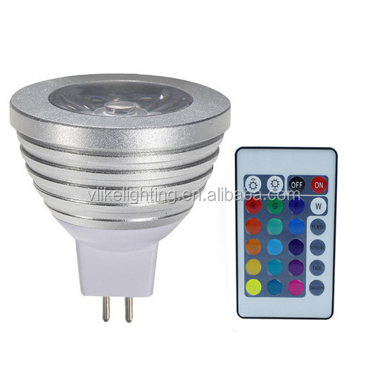 MR16 3W RGB Color Changing Lamp Bulb with Remote Control hotel lighting  DC12V Ceiling Spotlight