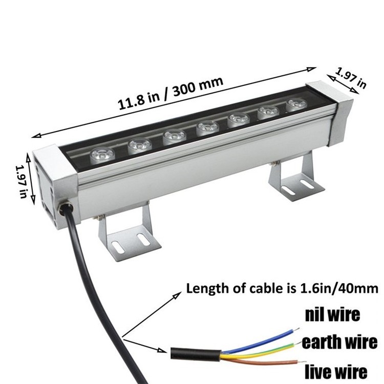 7W LED Wall Washer Landscape light IP67 waterproof outdoor lights wall linear lamp 30cm Red Green blue Yellow light High Power