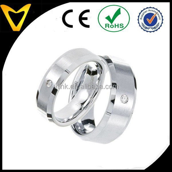 High quality cubic zirconia wedding rings Wholesale His & Hers Tungsten Carbide Diamond Bevel Edge 2 pcs Wedding Bands Set