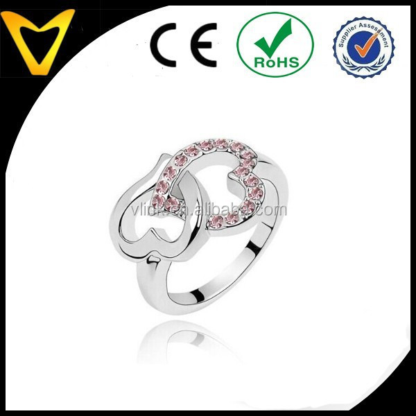 2024 925 silver woman ring design Vlink jewelry Custom Fashion Cute Mini Finger Ring with two heart for girls