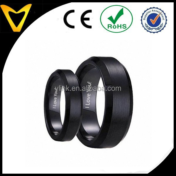 Black Tungsten Carbide Ring, Free Engraving His & Her's 8MM6MM Black Polished Shiny Domed wedding and engagement rings