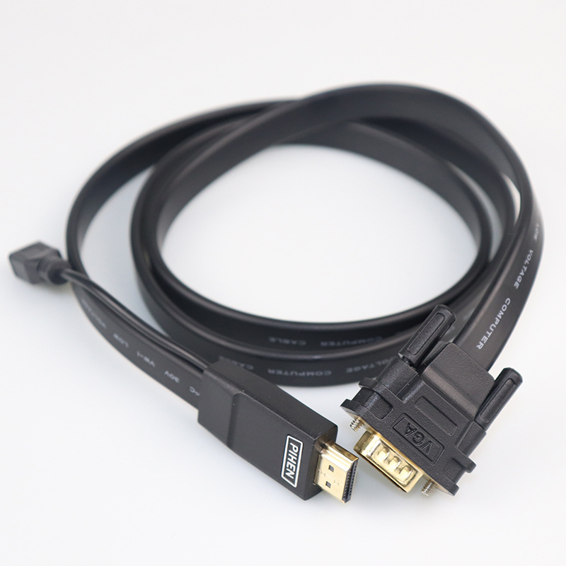 Factory Direct OEM HDMI to VGA 1080p HDMI Male to VGA 15 Pin Male Converter Cable VGA to HDMI Flat Cable