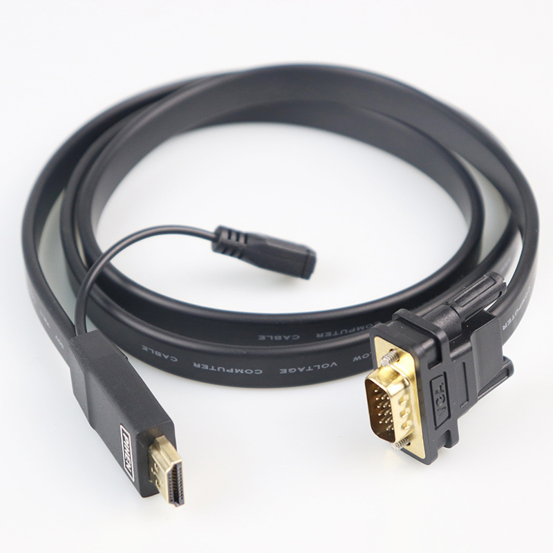 Factory Direct OEM HDMI to VGA 1080p HDMI Male to VGA 15 Pin Male Converter Cable VGA to HDMI Flat Cable