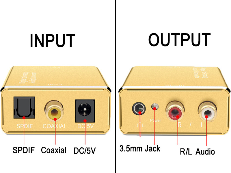 Veggieg Hot Selling 3.5MM Optical Coaxial Digital to Analog Audio Converter video Rca Digital To Analog Audio Converter