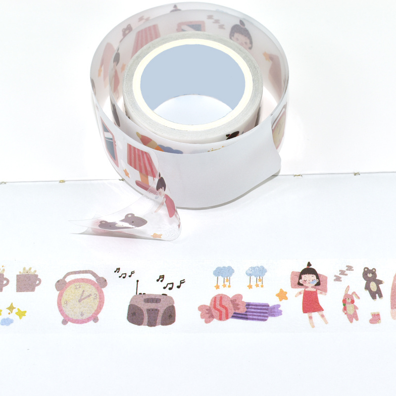 Custom Printed Transparent Cartoon character tapes Adhesive Transfer Film PET Clear Tapes